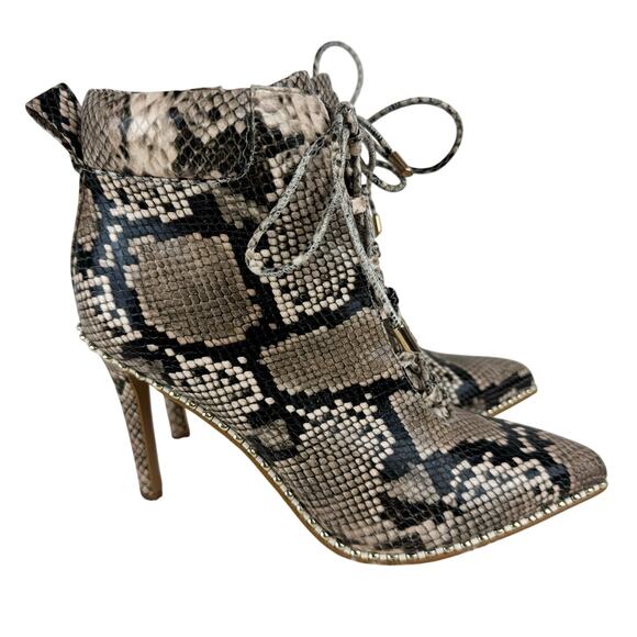 BCBGENERATION HINNA POINTED TOE HEELED ANKLE BOOTIES NATURAL SNAKE NWOB SIZE 6.5 - Picture 7 of 12